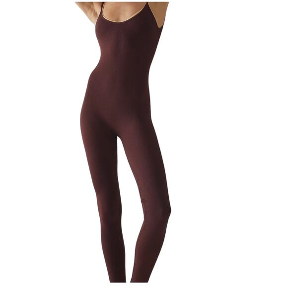 NWOT FREE PEOPLE Intimately Peach Seamless Low Back Catsuit Jumpsuit Long XS/S - Picture 3 of 8